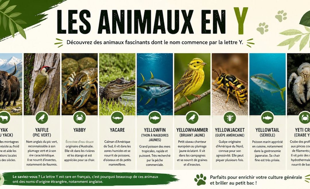 Liste des noms d’animaux commençant par la lettre Y