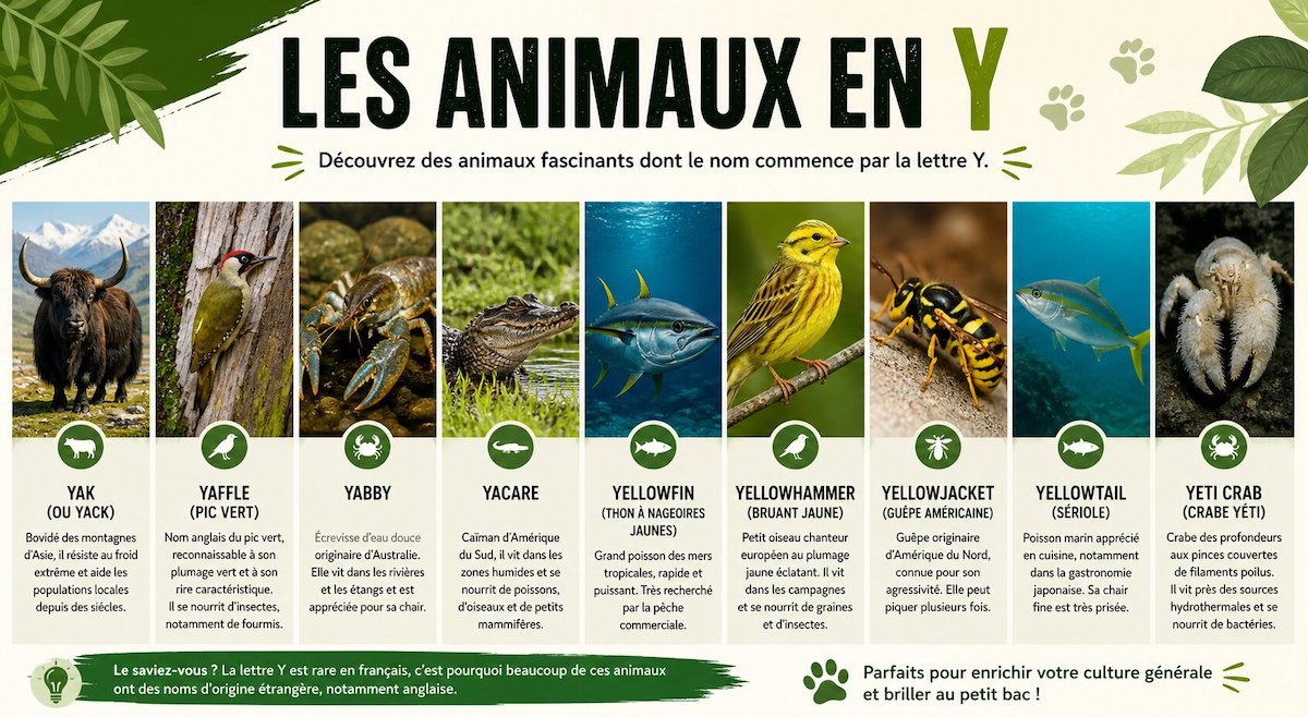 Noms d'animaux en Y